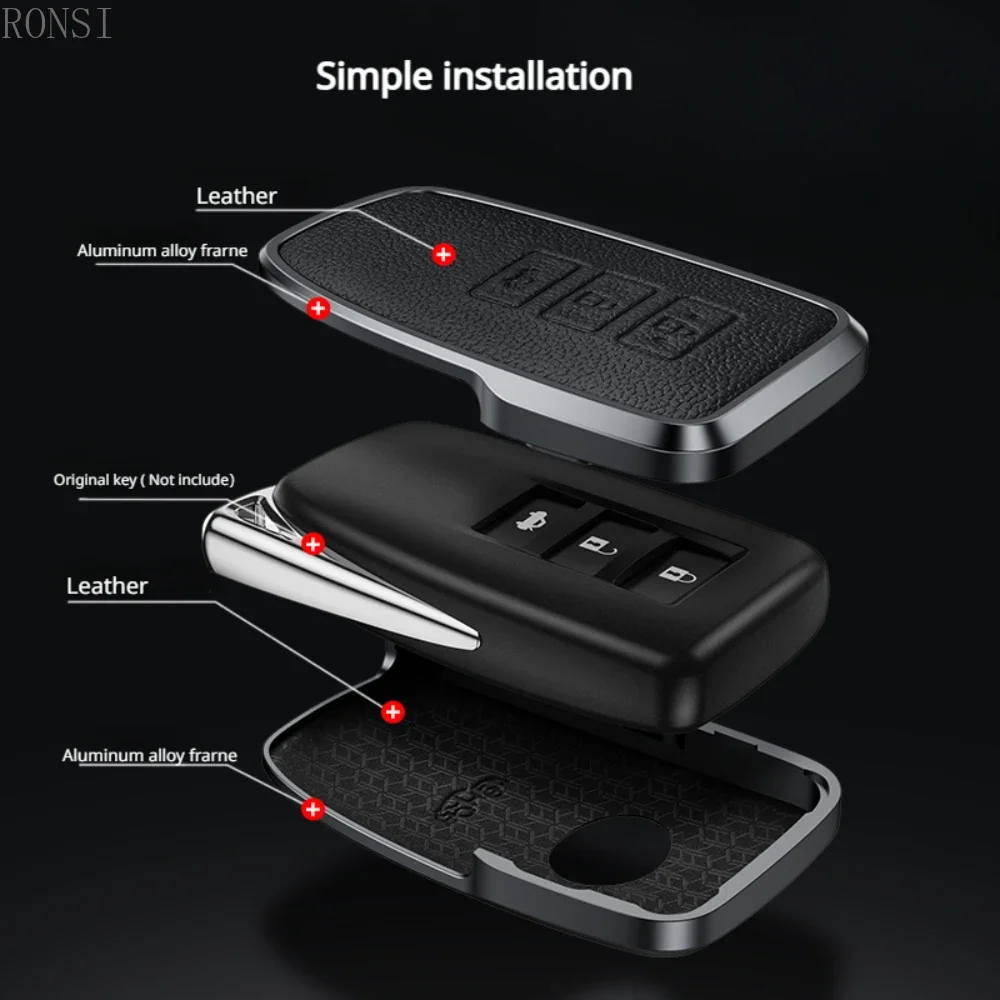 Premium Alloy Leather Car Key Case Cover - 3 Button Styling Accessory
