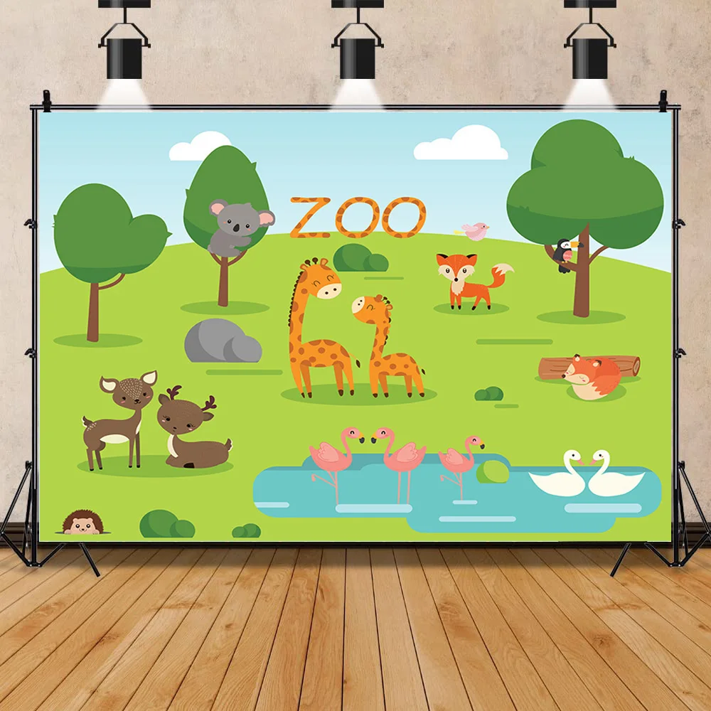 

SHUOZHIKE African Animal Elephant Giraffe Lion Children's Birthday and Newborn Photography Background Prop FZ-06
