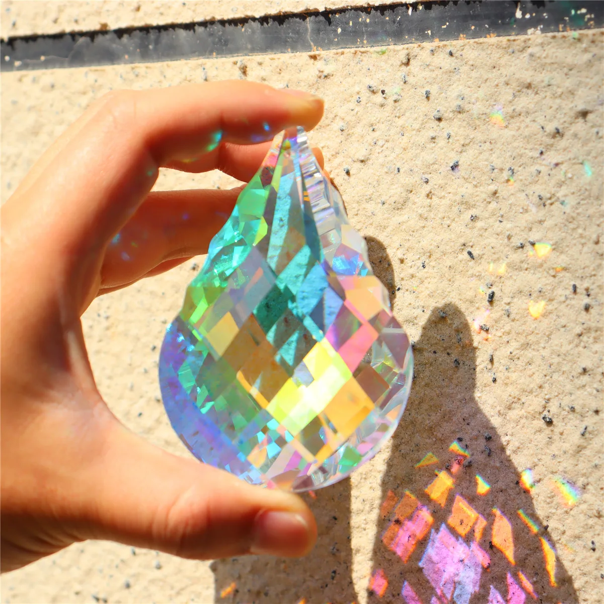 Crystal Prism Suncatcher Window Hanging Sun Catchers AB Colored Crystals Faceted Prism Rainbow Maker Pendant