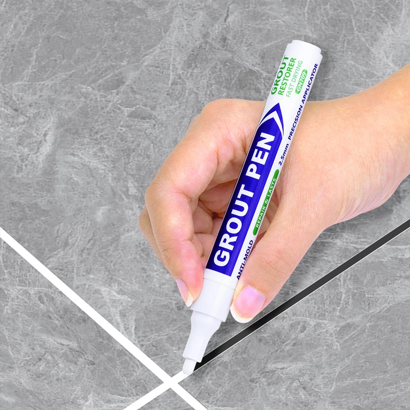 Grout Pen Tile Paint Marker Waterproof Tile Grout Colorant and Sealer Pen Wide 2mm Tip for Bathroom Wall Floor Decoration Repair marker pen tile repair pen tile grout marker paint pen