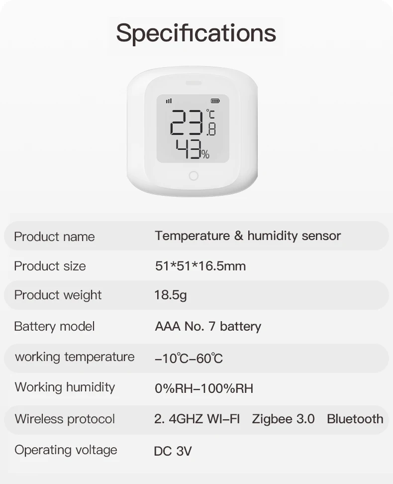 Home Thermometer Hygrometer Detector  Temperature Humidity Sensor Zigbee -  3.0 Wifi - Aliexpress