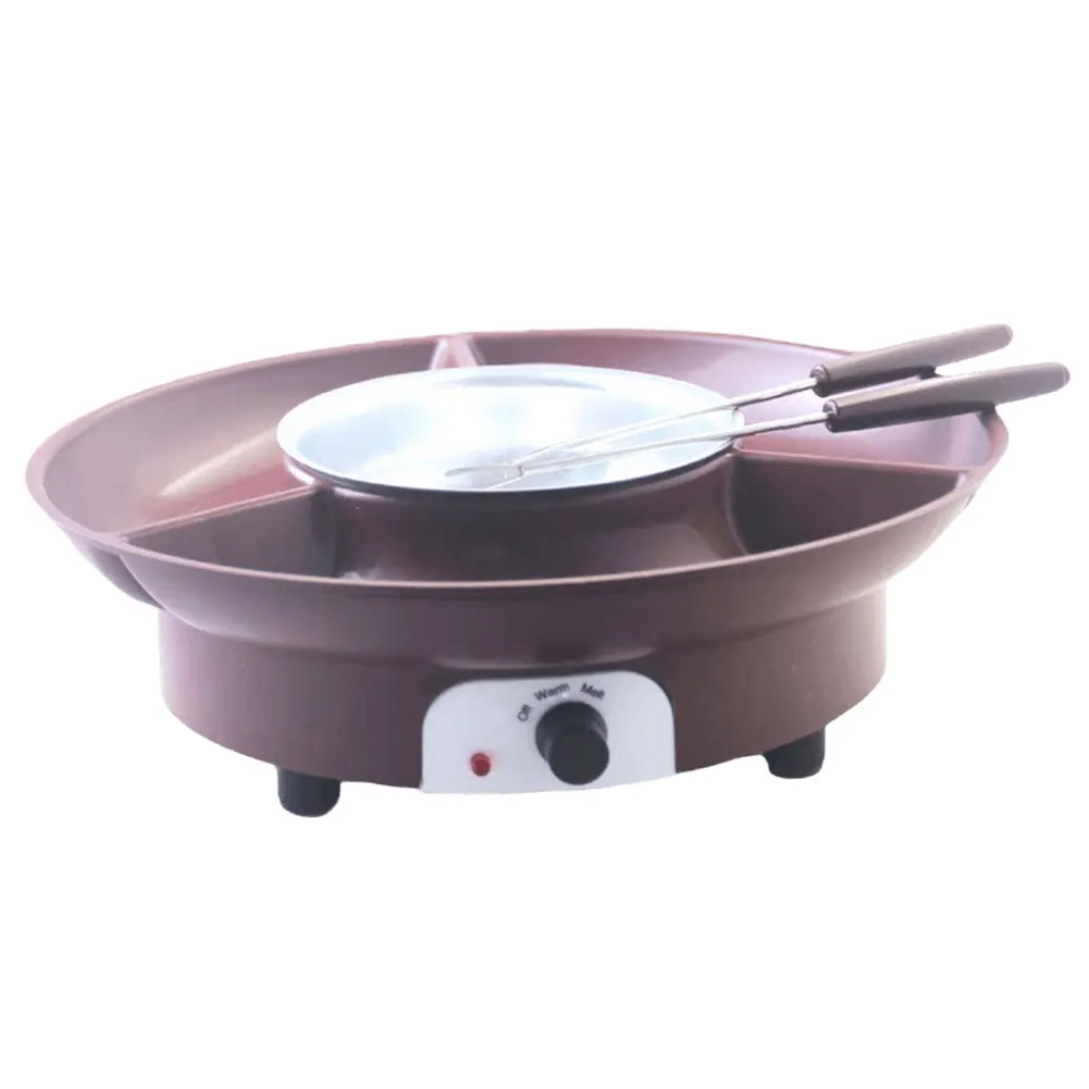 Electric Fondue Pot Set Detachable Serving Tray and 2 Forks Chocolate Fountain Machine Dessert Fountain Melting Pot for Parties