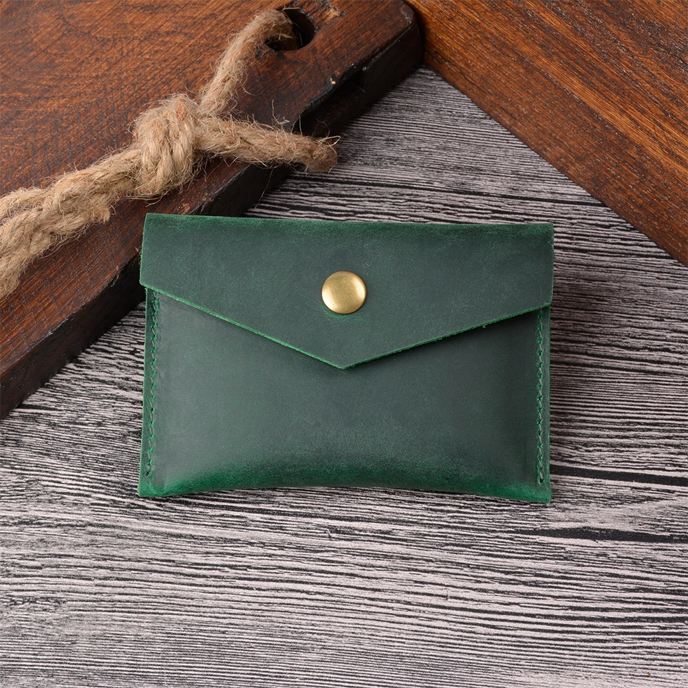 Aiguo Niu Handmade Genuine Leather Wallet-Multi-Card Slot ID Holder with Coin Pocket, Compact Business Card Organizer for Wome