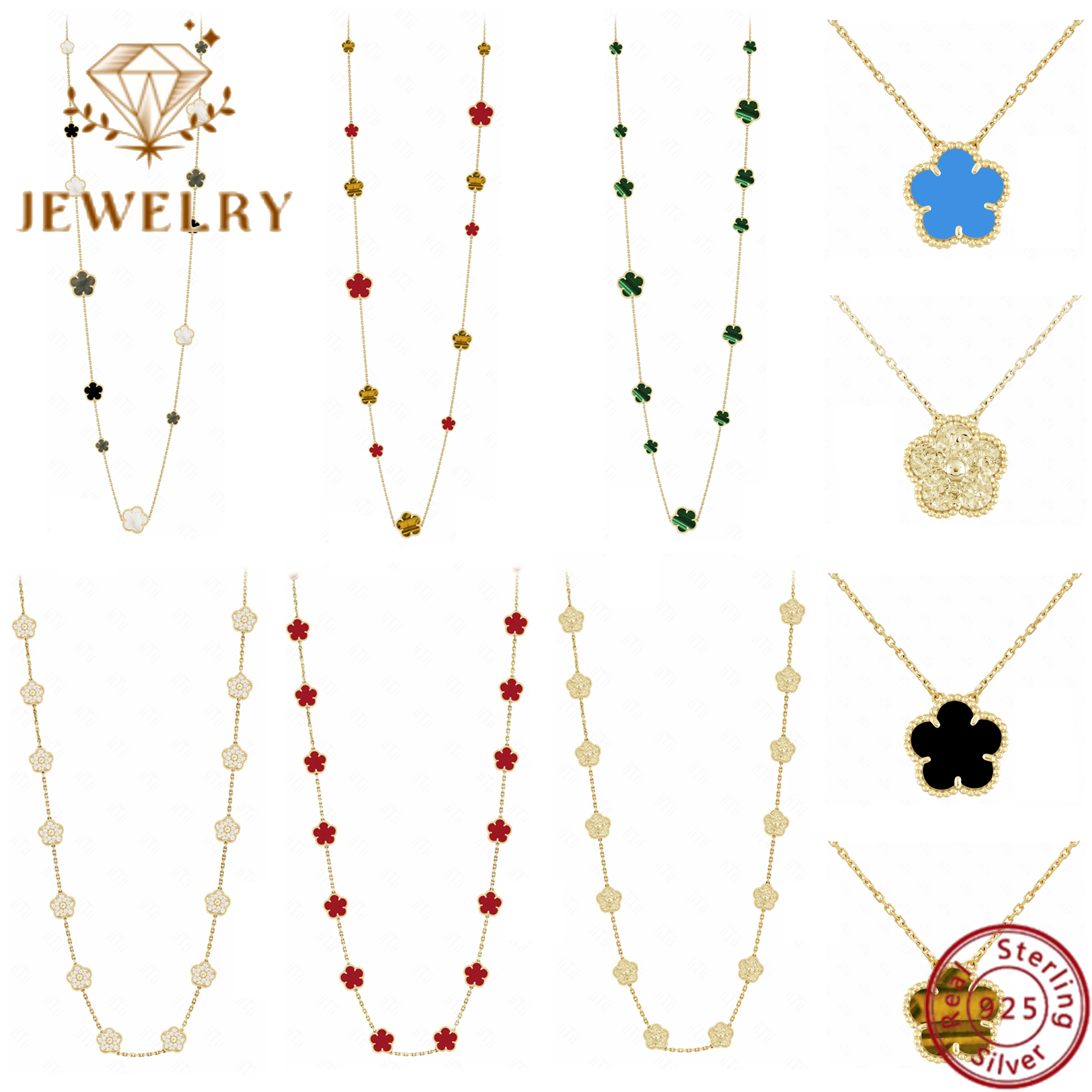 

vca NEW- S925 Sterling Silver Four Leaf Clover Necklace, An Elegant and Chic Accessory To Enhance Your Charm and Elegance!