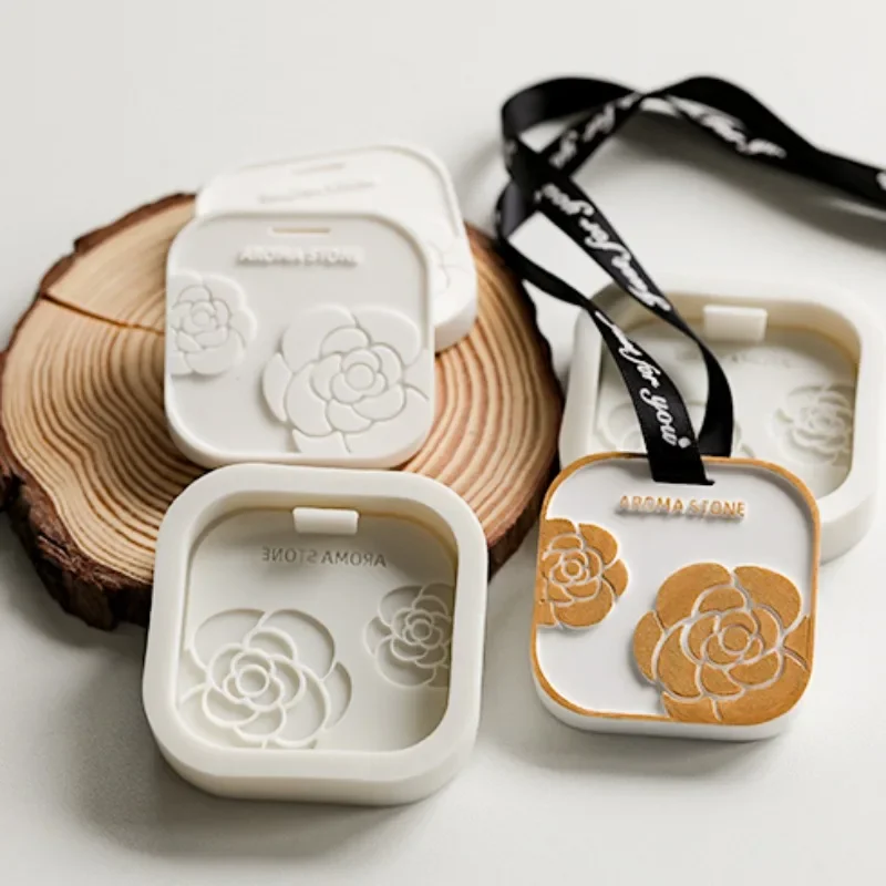 

Camellia Silicone Plaster Pendant Molds Perforated Camellia Aroma Gypsum Casting Molds Wax Tablet Car Pendant Molds Crafts Gifts