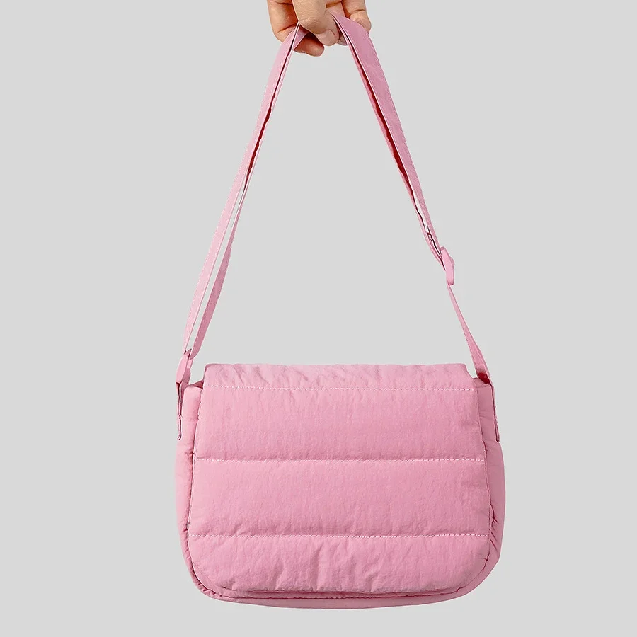 

Mini Padded Crossbody Bags for Women Winter Quilted Purses and Handbags Soft Nylon Phone Flap Cotton Shoulder Bag Female Tote