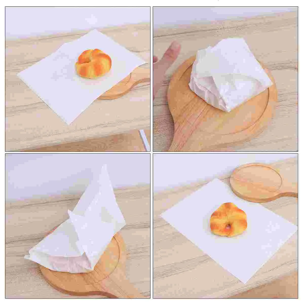 

100 PCS Greaseproof Paper Parchment Oil Resistant Oil-proof White Disposable Baking