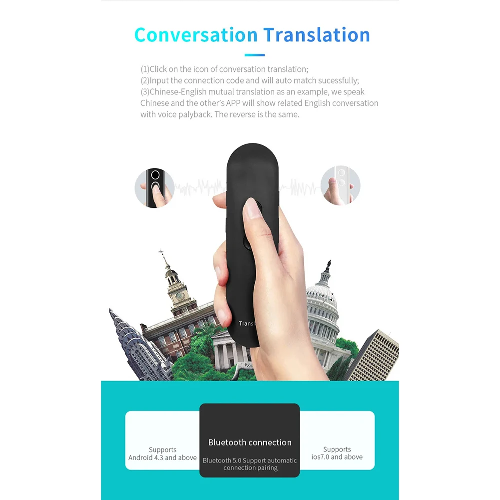 T4 Smart Translator 97 Languages Real-Time Translation Device Portable Voice Text Translator For Business Learning Travel