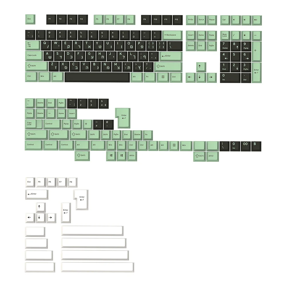 Salon Keycap Grupo Pbt Doubleshot Keycap Perfil Cereja para Teclado Mecânico Laser Tailandês Hebraico Irlandês Verde Alice Verde Laser gj - Imagem 5
