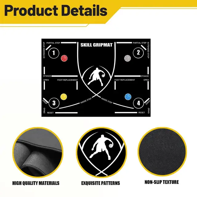 Basketball Footstep Training Mat 120x80cm Portable Regular Training System Non-Slip Mat Training Aid Silent Equipment for adults 4