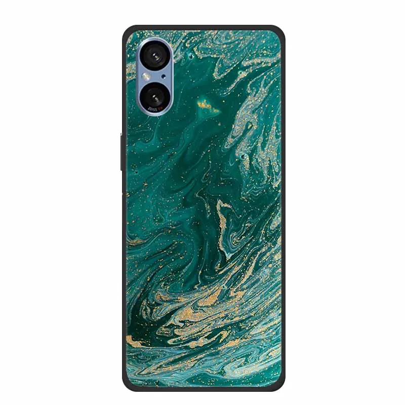 Elegant Marble Shockproof Soft Silicone TPU Back Cover for Sony Xperia 5V - Premium Phone Protection Case