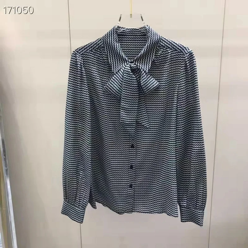 

Bow Tie Elegant Shirts 2023 Spring Summer Fashion Blouses Women Vintage Prints Long Sleeve Casual Work Shirts Blouses Ladies
