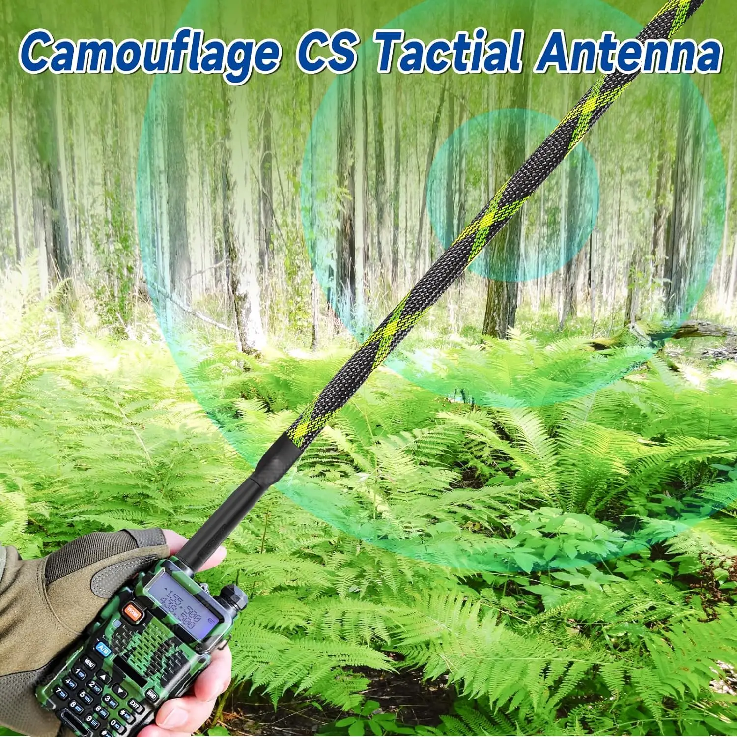 Superbat Dual Band VHF UHF 136-520MHz 42.9 inch Foldable Camouflage CS Tactical SMA Ham Radio Antenna for BaoFeng Kenwood Wouxun