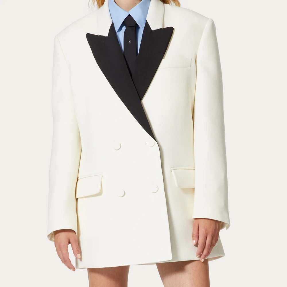 

Women's White Long Sleeve Blazer Loose High Quality Spring New 2024