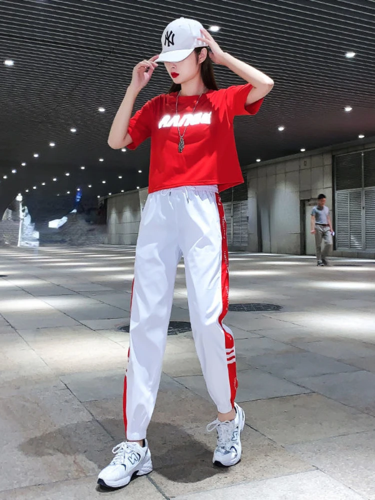 Summer Sportswear Tracksuit Women 2022 New Trendy Short Sleeve Round Neck Slim Casual Fashion Two Pieces Suit Joggin