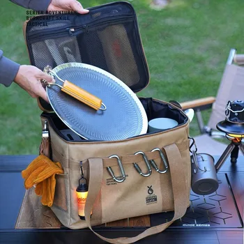 Outdoor Folding Storage Box for Camping & Picnic - Large Capacity Foldable, Cutlery Kitchenware Field Tactical Storage Bag