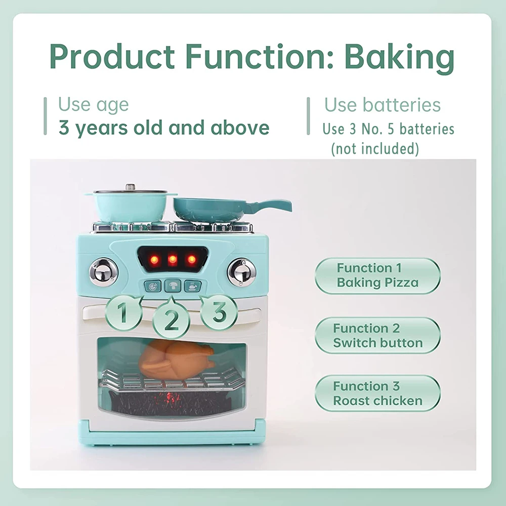 Children's Toy Kitchen Mini Oven, Toy Oven Children's Kitchen Stove Toy, Suitable For Children Aged 3-12