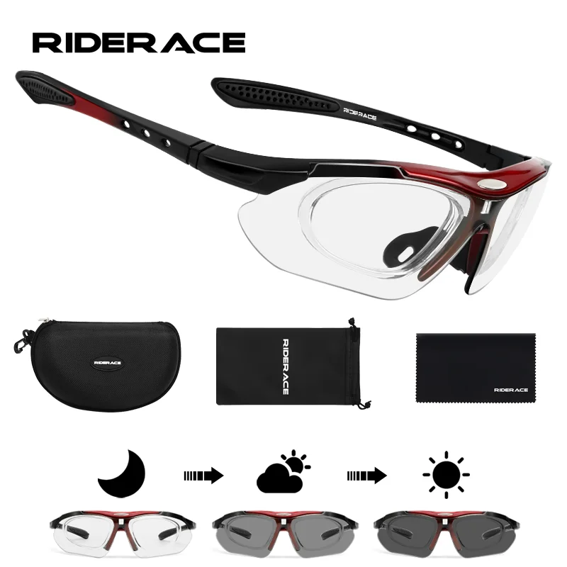 RIDERACE Cycling Sunglasses Photochromic for Men Sun Glasses MTB Mountain Bike Eyewear Sports Cycle Road Bicycle Goggles UV400