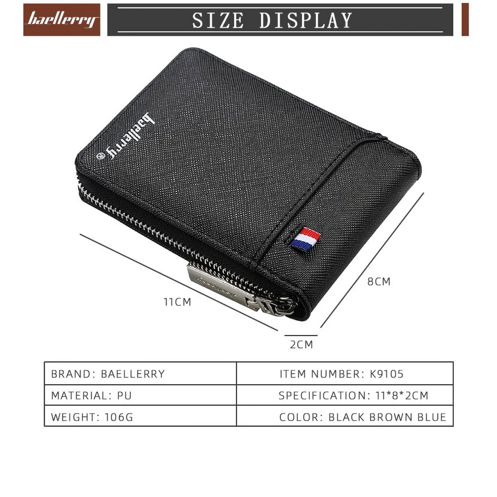 Baellerry Multifunctional Tech Wallet RFID Blocking Compact Zipper ID Holder Gift for Business Men