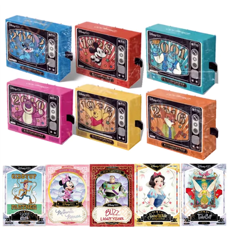 

Genuine Disney 100 Carnival Series Trading Cards for Children Mickey Friends Zootopia Stitch Bear Collection Card Kids Toy Gift