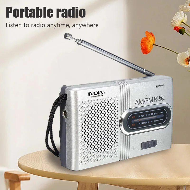 Mini Radio portatile palmare Dual Band AM FM lettore musicale altoparlante con Antenna telescopica Radio esterna Stereo