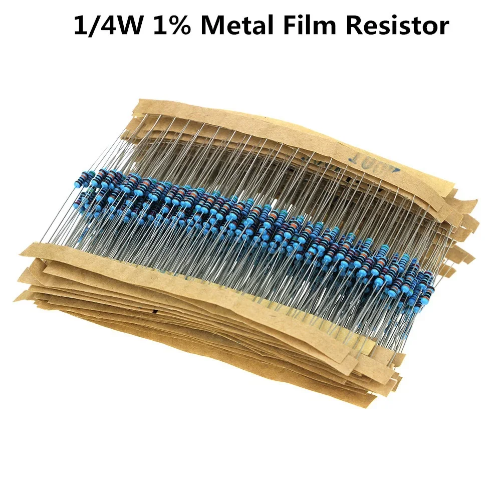 1/4W 0R~20M 1% Metal film resistor 100R 220R 1K 1.5K 2.2K 4.7K 10K 22K 47K 100K 100 220 1K5 2K2 4K7 ohm 100pcs/lot metal film resistor metal film resistors