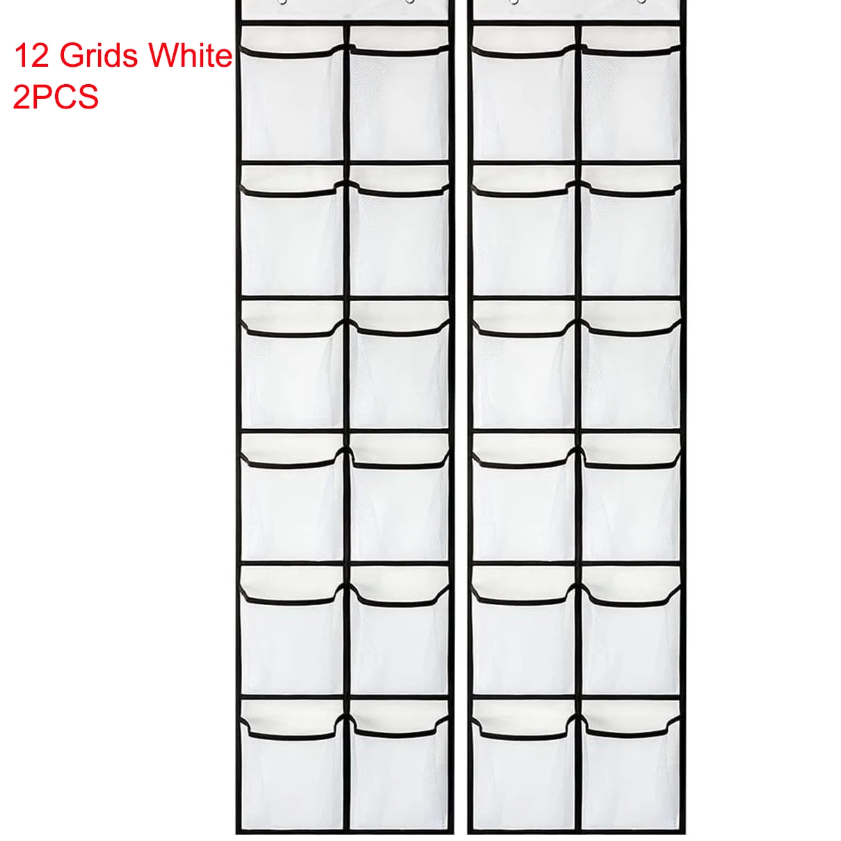 KEEPJOY Organizer Da Porta Con 28 Tasche In Rete - 2 Pezzi, Bianco, Per Scarpe, Accessori, Giocattoli, Con 4 Ganci Regolabili - 6