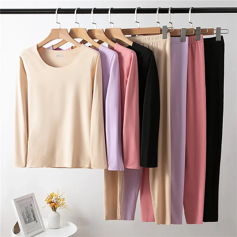 Women's Thermal Underwear Set Winter Clothes Seamless Plus Fleece Warm Lingerie thermal underwear sets