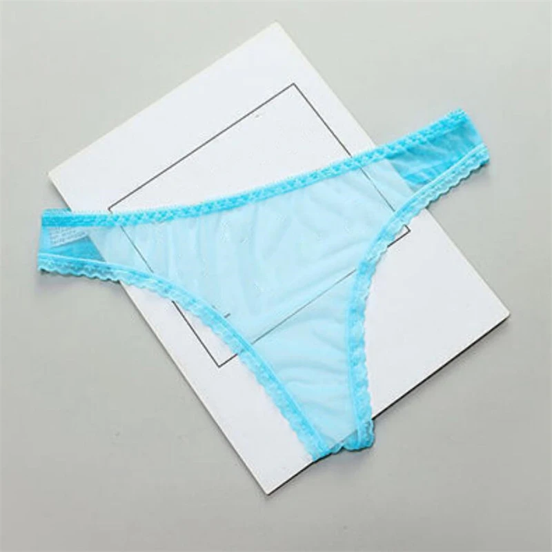 We.Fine 1-2 Pcs Sexy Lace Transparent Thong Low-rise Panties Women See  Through Crotch Mesh Bottom Seamless T-pants Underwear