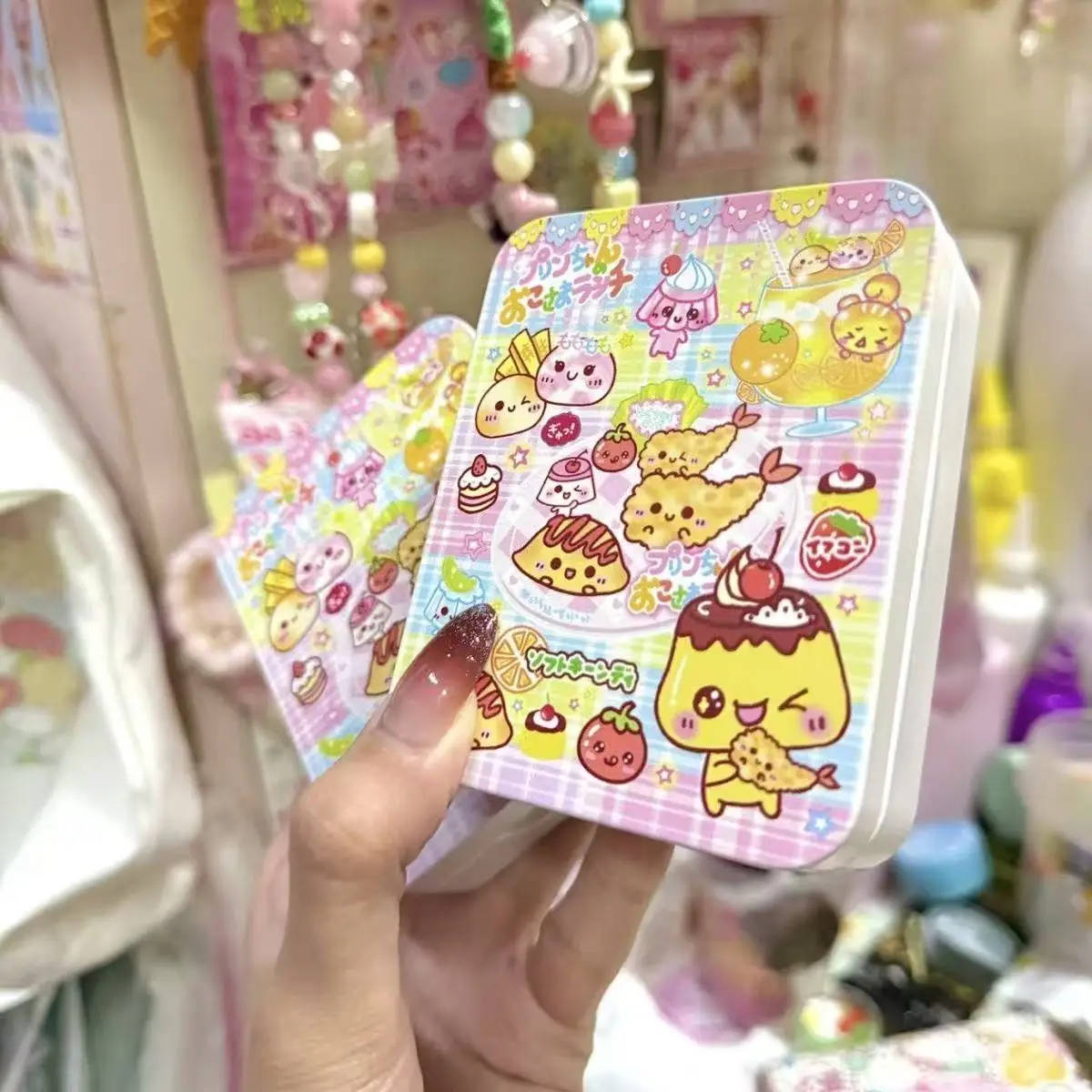 Japanischer Stil, alter Stil, niedlicher Pudding, gebratene Garnelen, Handkonto, kulturell, kreativ, Flip-Eisen-Box, Desktop, kleine Kartenaufbewahrung – Detail 9