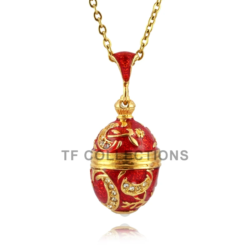 YAFFIL 2025 Fashion Necklace and Pendant Enamel Handmade Jewelry Brass Vintage Egg Pendant Charm Crystal Rhinestone Girl Gift 4