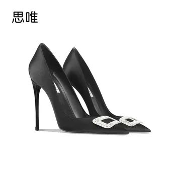 Heels For Women 2026 Luxury High Heels Shoes Women Shoes Rhinestone Pumps Black Pointed Toe Thin Heel Sexy Wedding Party Ladies