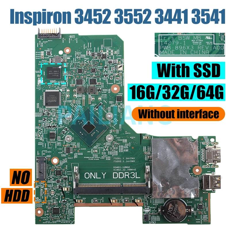 Placa-mãe Portátil 142791 para Dell Inspiron 3452 3552 3441 3541 3541 041d5y 0wgr7p 00dtrw 0pw4mn 0p2dx7 0jx7f0 - Imagem 6