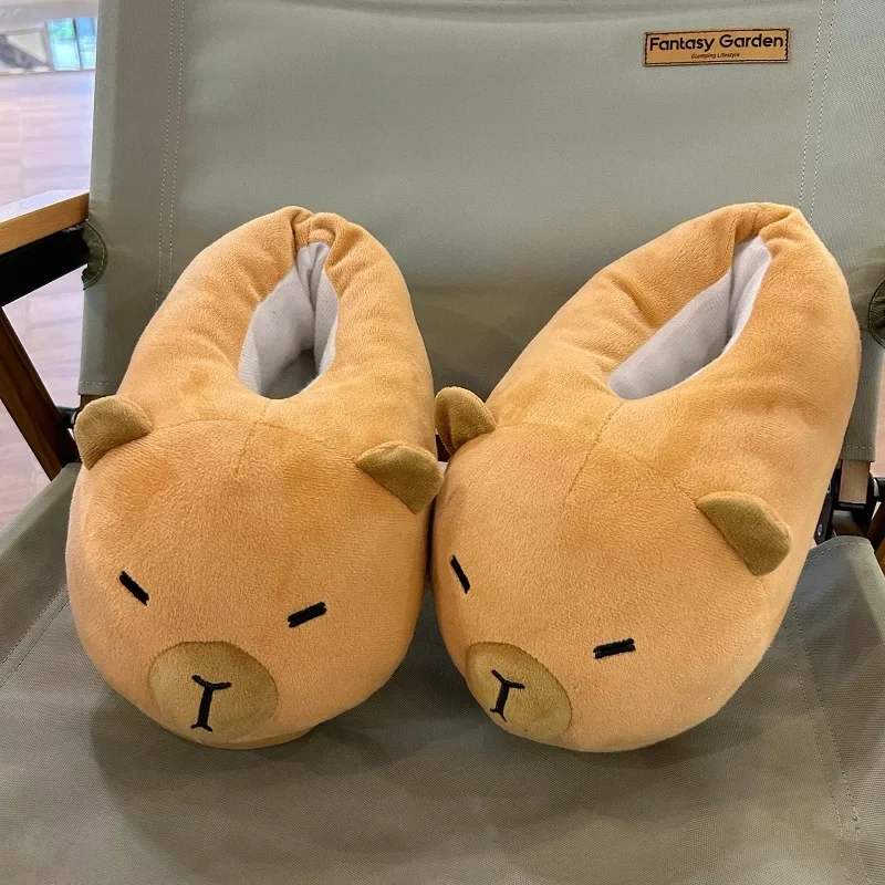 

Cute Capybara Plush Slippers Cartoon 25cm Lovely Capibara Popping Circle Soft Stuffed Animals Plushy Shoes Winter Indoor Warm