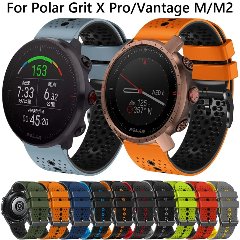

22mm Smart Watch Band Vantage M M2 Silicone Soft Wristband Sport Bracelet Strap For Polar Grit X Pro XPro Bands Correa