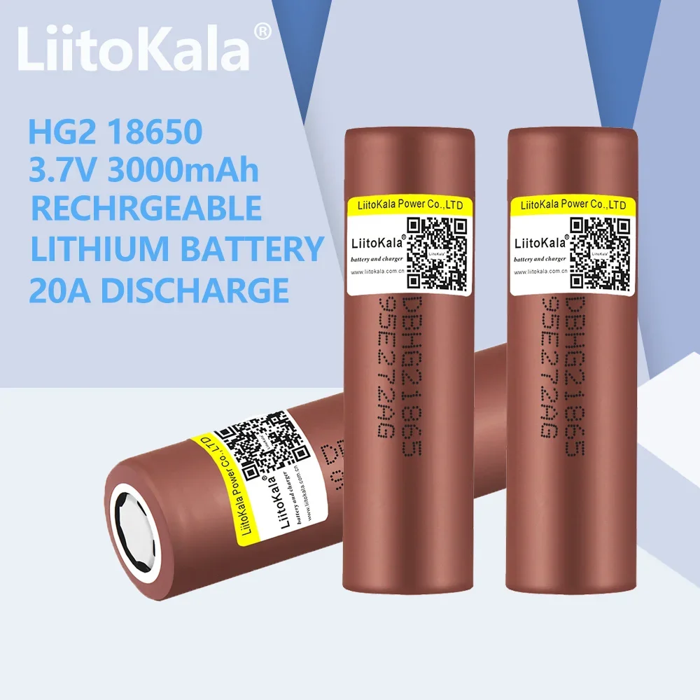 

Аккумулятор Liitokala HG2 18650 3000 мАч, 3,6 В, 20 А
