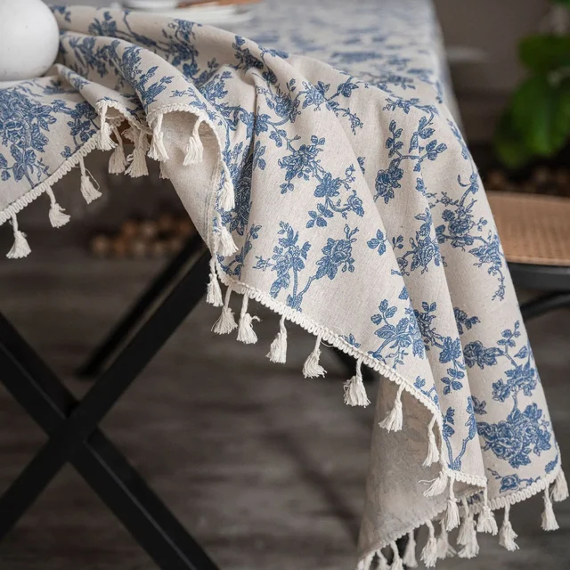 Nappe florale personnalisable avec bordure en dentelle, couverture de Table à dîner rectangulaire, pour Table de cuisine, décoration de fêtes à la maison 5