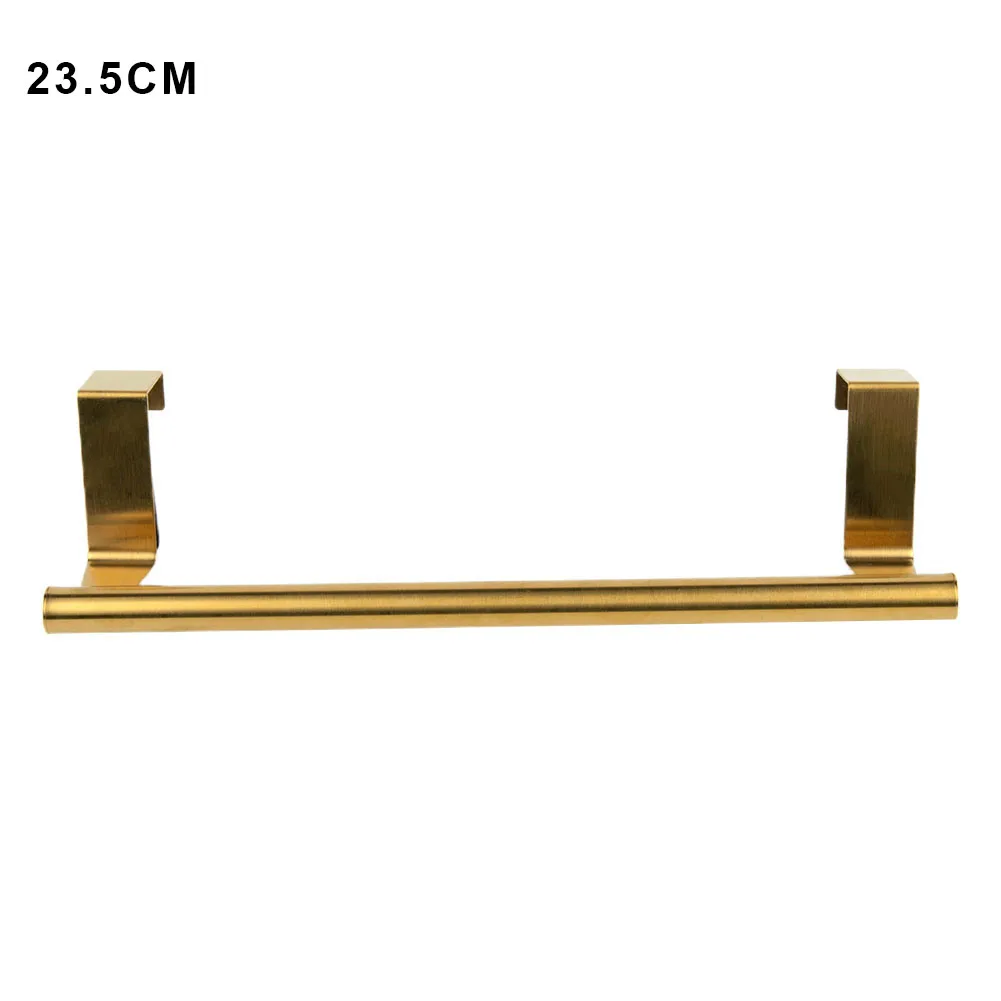 Golden Over Door Towel Holder Rack Bathroom Rail Cupboard Hanger Kitchen Hook Bathroom Hardware Towel Bars Home Improvement