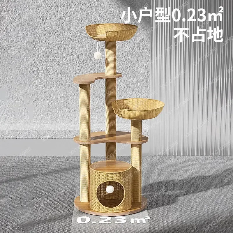 Small Apartment Rattan Woven More than Cat Climbing Frame Children Do Not Cover Sisal Solid Wood Summer Summer Big Cat