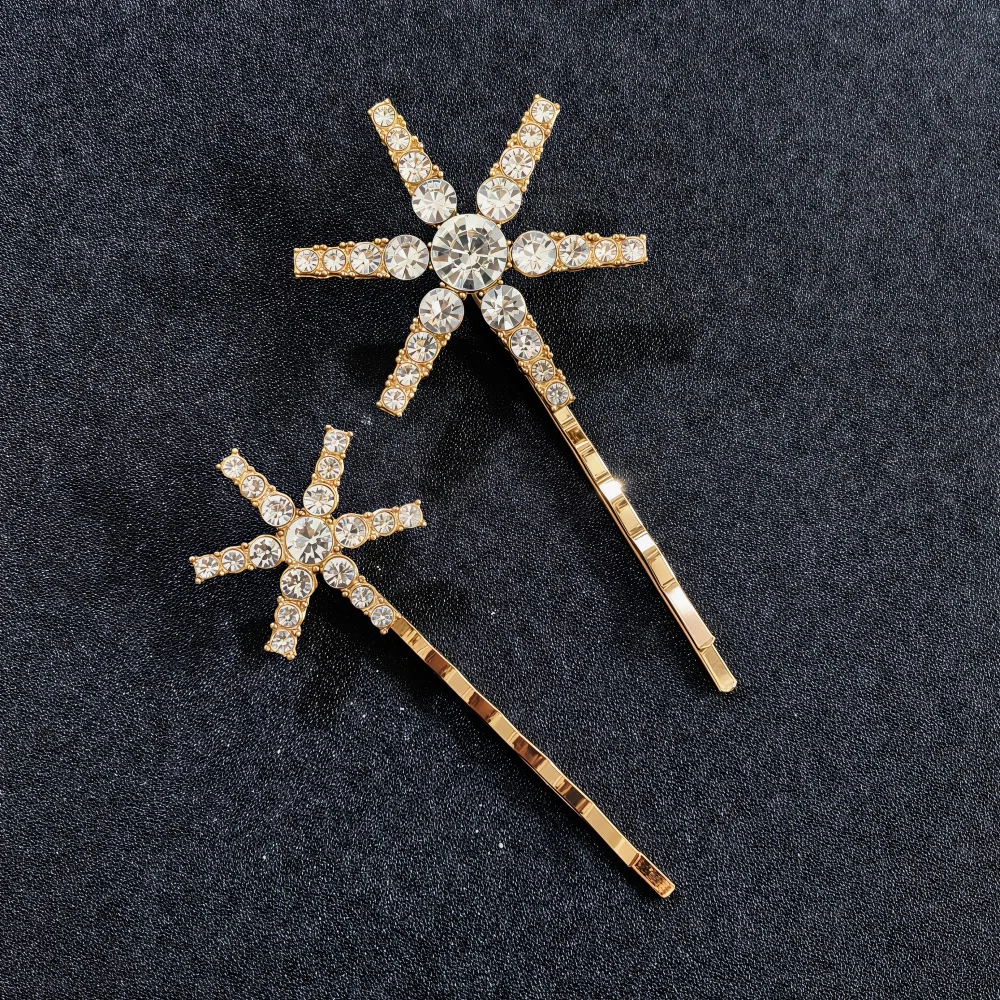 2-teiliges Set Stern-Seitenfransen-Haarspangen Metall-Kristall-Haarklammern Mädchen-Haarnadeln Hochzeit Braut Abschlussball Haardekoration – Detail 4