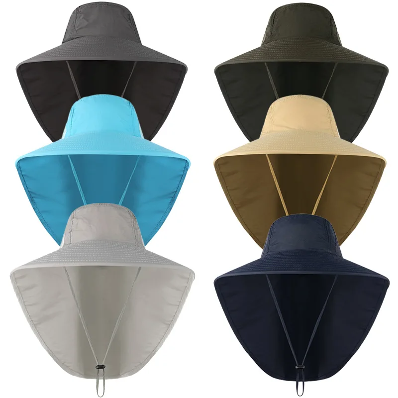 

Summer Bucket Hat Big Wide Brim Fishing Hat Outdoor UV Protection Men Sun Hat Neck Cover Hunting Hiking Beach Sunscreen Sun Cap