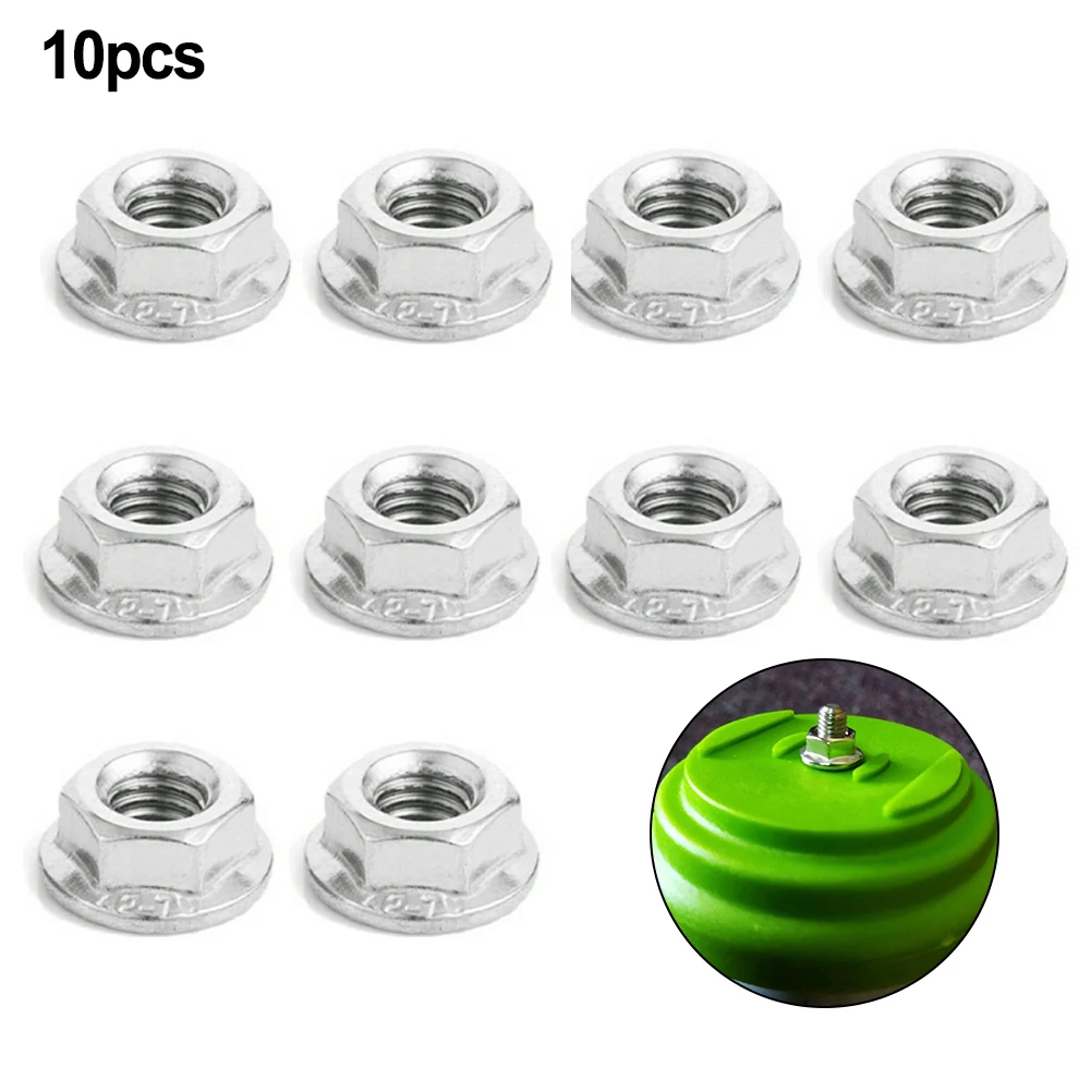 10pcs Stainless Steel Cap Nut For Lawn Mower For Lawn Mower Cutter Head Garden Mowers Battery Trimmers Protective Gasket Nut