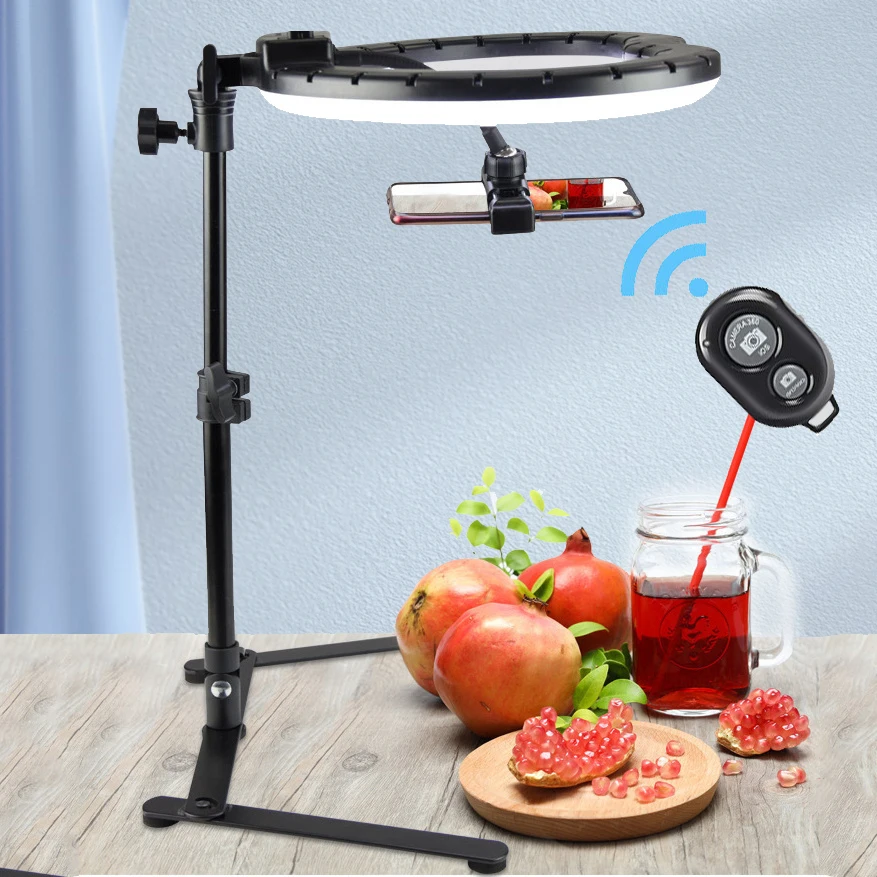 Fotografia Iluminação Telefone Ringlight Suporte para Tripé Foto Led Selfie Preenchimento Remoto Lâmpada Vídeo Youtube ao Vivo Cook 26cm