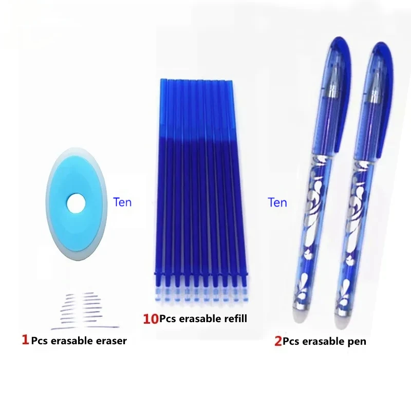 

0.5mm Erasable Pen Sets Blue Blacks Color Ink Refill Writing Gel Pen Washable Handle Pole School Office Stationery Exam Supplies