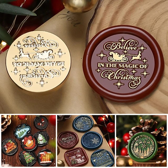 3D Relief Wax Seal Christmas Series Wax Seal Stamps Retro Santa Claus Snowflake DIY Festival Gift Wrapping Cards Scrapbooking