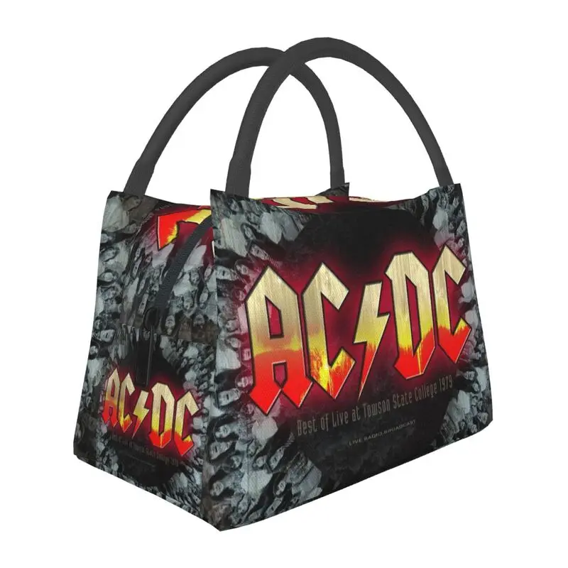 

AC DC Rock Roll Band Resuable Lunch Box Heavy Metal Music Thermal Cooler Food Insulated Lunch Bag Office Work Pinic Container