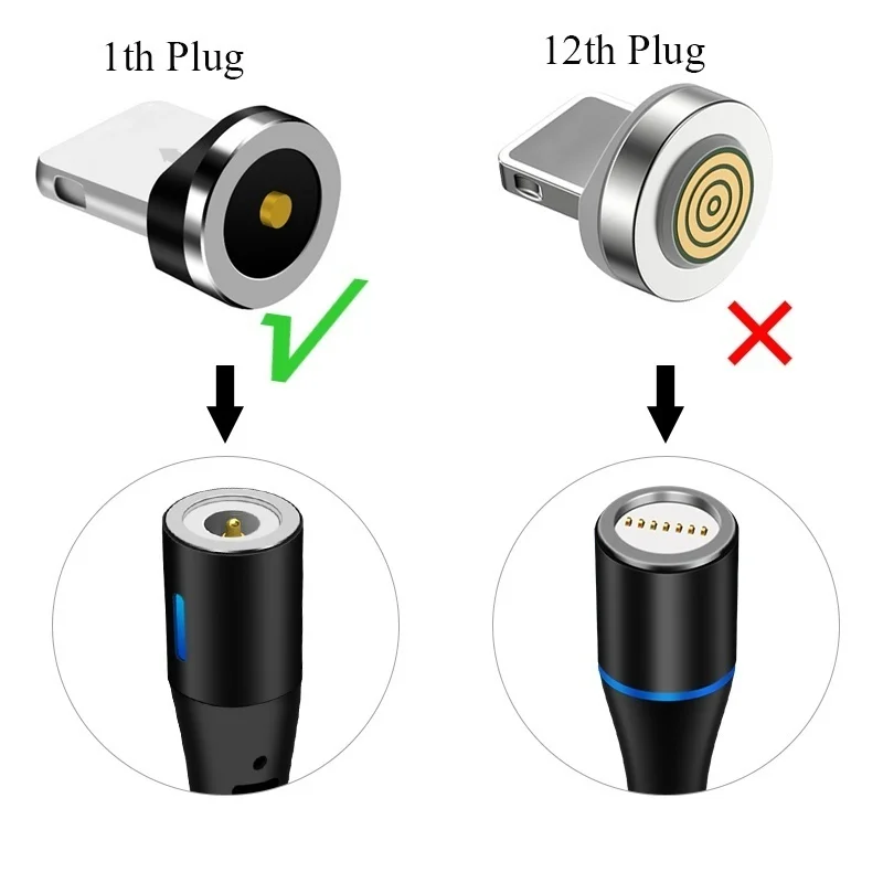 1pcs 5pcs Round Magnetic Plug Micro USB Magnetic Charger Cable Plug USB Type C Magnet Cable Adapter 360 Rotate 8 pin Cable Tips