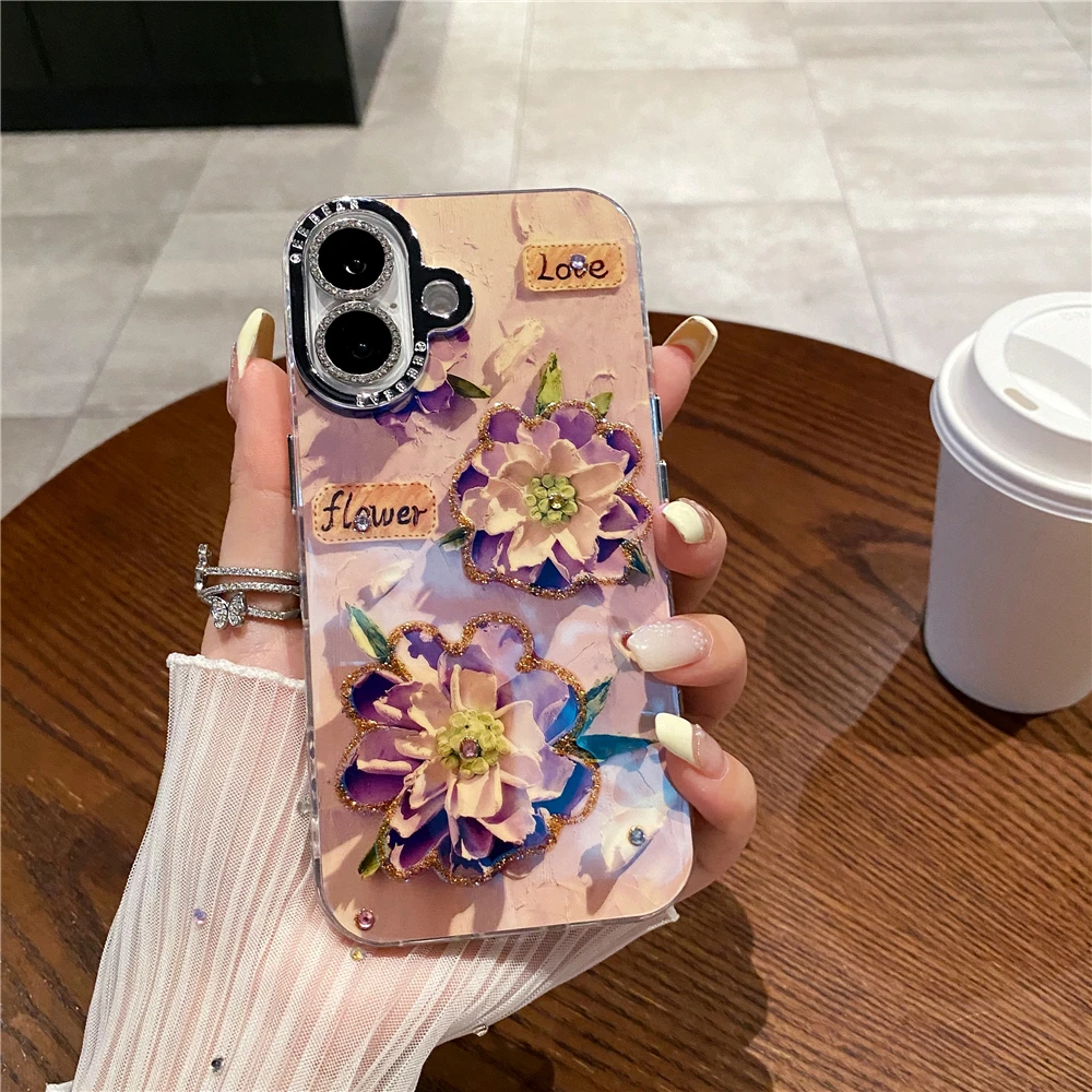 Colorful Blu-ray Diamond Flower Phone Case For Iphone Models_voghion.com