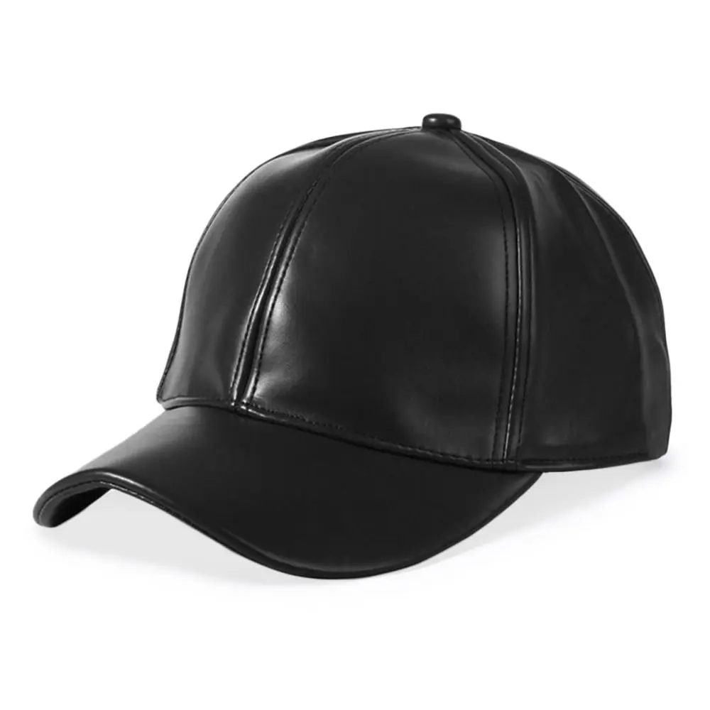 Modische Outdoor-Sport-Leder-Baseballkappen Verstellbare Hip-Hop-Thermomützen Herbst-Winter-Vaterhüte für Männer und Frauen – Detail 5
