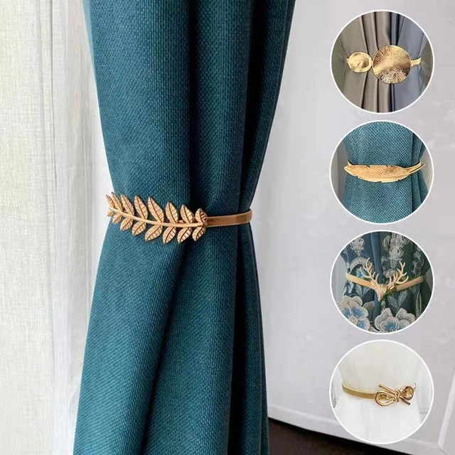 Abrazaderas de soporte de anillos para cortinas, ganchos de fuerza de  resorte, hebillas con forma de hoja, accesorios de decoración del hogar de  Metal